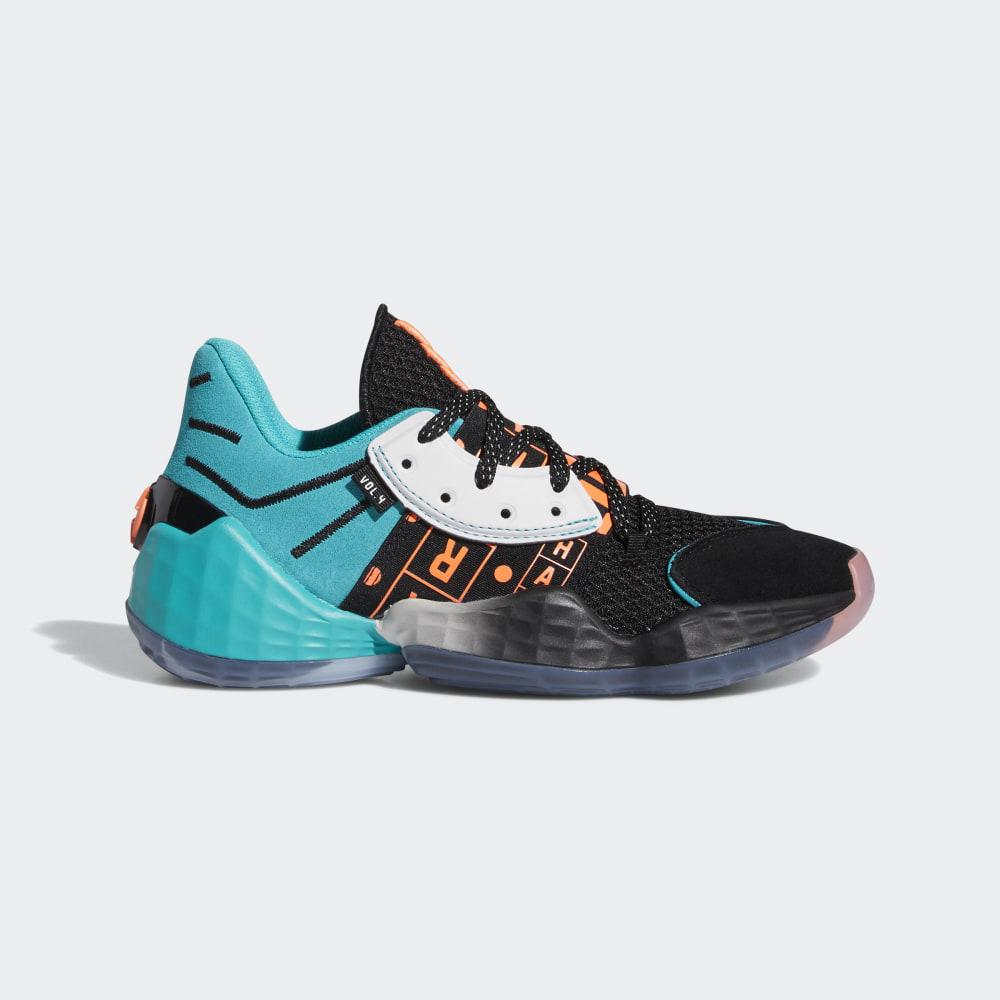 Adidasi Baschet Adidas Harden Vol. 4 Geek Up Fete Romania - Negrii/Corai/Turcoaz Deschis FW4340
